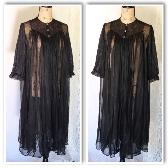 Vintage Other - 1960'S JER MARAI BLACK NIGHTGOWN JACKET - M/L